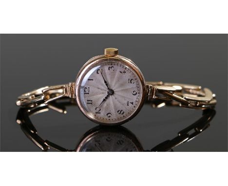 Rolex 9 carat gold ladies wristwatch, the silvered dial with black Arabic hours, signed manual movement, case 25mm diameter
