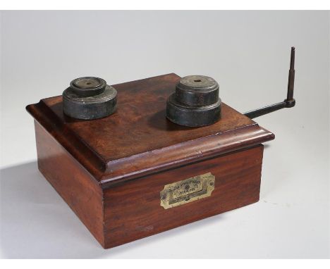 William IV personal scales by W Poupard, Maker 20 Wych St Strand, the mahogany base with scales interior, weight beam to the 