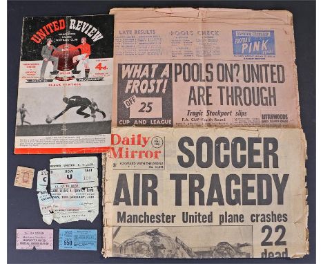 Manchester United Munich Air disaster interest, a match programme from the Manchester United V Ipswich Town 25th January 1958