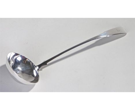 Circa 1800 silver Maltese ladle, the fiddle patten handle above the bowl, crest to the fiddle top, open hand above an M hallm