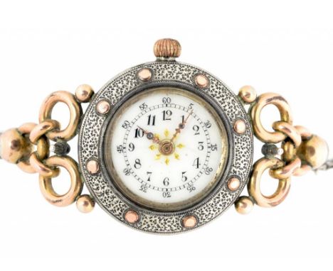 A GOLD AND SILVER WATCH-BANGLE, EARLY 20TH CENTURY