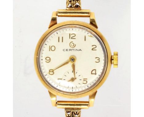 A CERTINA 9CT GOLD LADY'S WRISTWATCH, CIRCA 1966, GARRARD & CO LTD CASE, 16.5G GROSS