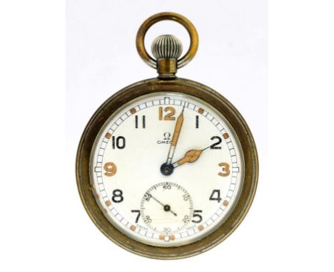 AN OMEGA BRITISH MILITARY ISSUE KEYLESS LEVER WATCH, CASE BACK MARKED BROAD ARROW, G.S.T.P/Q12352, EARLY 20TH CENTURY