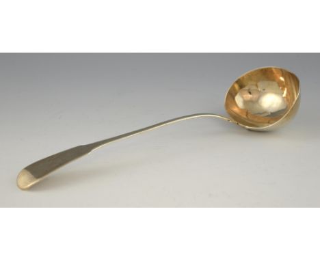 George III silver fiddle pattern punch ladle, by George Wintle, London, 1806, 6oz, 186g,.     