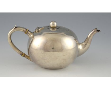 Victorian silver bullet shaped tea pot, by Mappin Brothers, Sheffield, 1880, gross weight 16.2oz, 503g,PLEASE NOTE: THIS ITEM