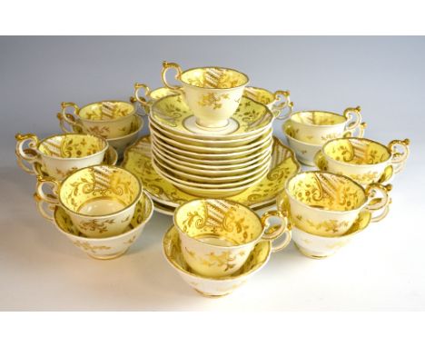 Late 19th century Davenport part tea and coffee service. 19 tea and coffee  cups, 11 saucers, two bread and butter plates.   
