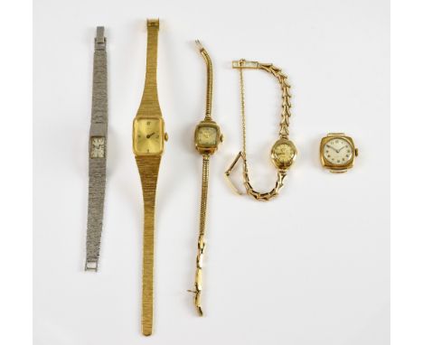 Group of ladies watches, Zenith gold watch, two gold Rotary gold watches, with gold bracelet straps. silver longines watch an