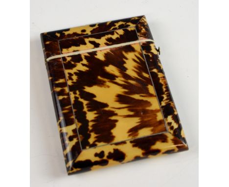 19th century blond tortoiseshell card case, 10 cm x 8 cm PLEASE NOTE: THIS ITEM CONTAINS OR IS MADE OF IVORY. Buyers must be 