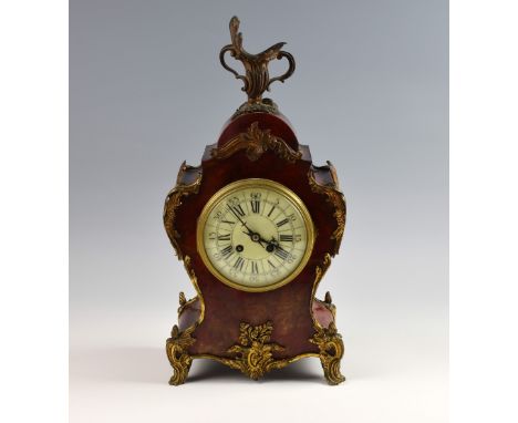 19th century French faux tortoiseshell and ormolu mounted clock, the eight day movement striking on a gong by  A. D. Mougin, 