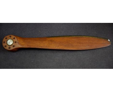 WWI laminated wood propeller blade inset with a Smiths clock 1007cm.     