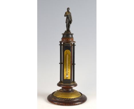 Victorian faux rosewood desk top  thermometer, final with the figure of Prince Albert, 32cm .     Thermometer appears to be w