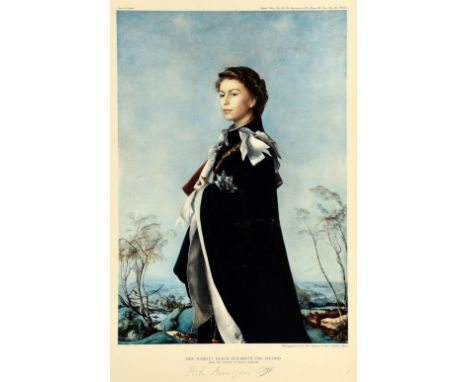 Pietro Annigoni (Italian, 1910-1988). Queen Elizabeth II. Photolithograph published by Raphael Tuck of Annigoni's 1954/5 orig