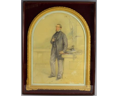 19th century portrait of gentleman  watercolour  unsigned 44cm x 31cm  .     