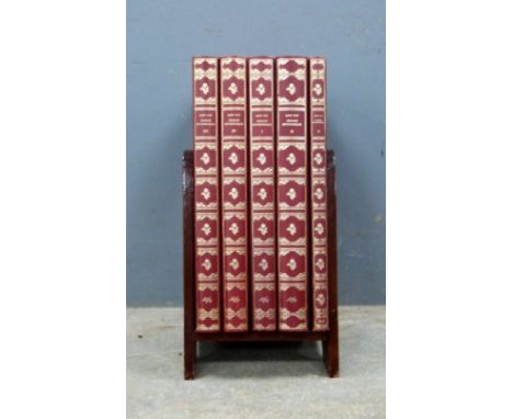 Set of five leather bound and marble boarded books, after the originals published in 1781-6, Picturesque Voyage with descript
