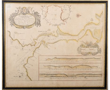 Devon. Collins (Captain Greenville), 'Dartmouth', late 17th/early 18th century, hand coloured engraved chart, inset map of 'T