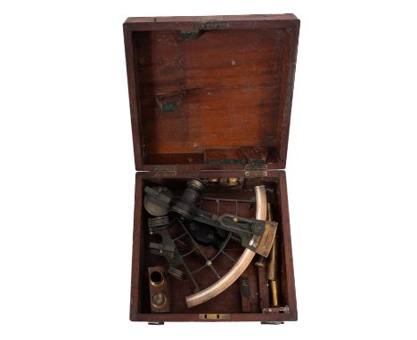 A 19th Century mahogany cased sextant, maker Sewell of Liverpool. Complete with lenses and within a fitted case, maker's stam