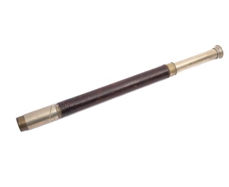 A leather cased single draw telescope, maker T. Cooke & Sons, London, signed as per title with matching numbers '5908' and br