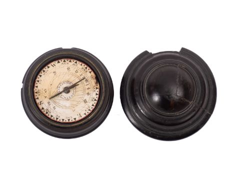 A 19th century 1 1/2 inch dry card  pocket compass, maker J Somalvico & Co, London, the printed paper dial with brass gnomon 