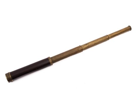 A late 19th century mahogany and brass three draw telescope, maker Dollond, London 71.5cm extended/