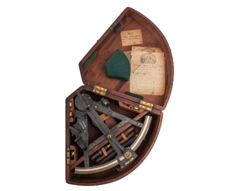 An early 20th century 8 inch radius vernier double frame sextant, maker Thomas Jones London, serial no. D125 with silvered ar