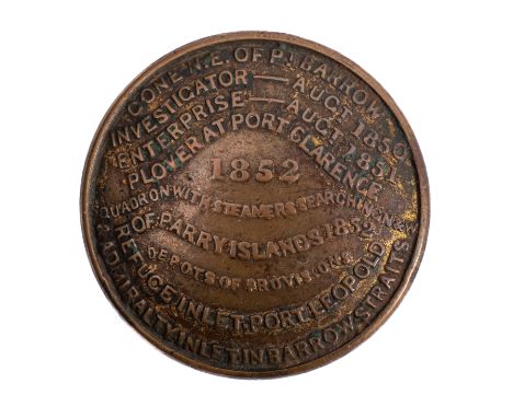 A rare 1852 Franklin Search Expedition 'Rescue Button' or 'Postal Button' the front embossed with details and locations of re
