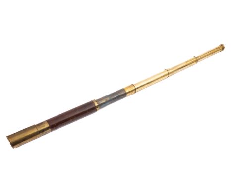 A 19th century mahogany and brass four draw telescope, maker Spear, Dublin, signed as per title with sliding shades, 126cm ex