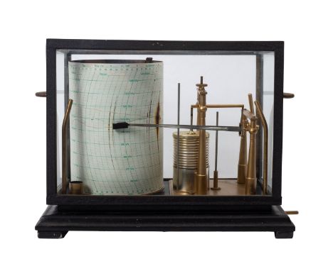 A Short & Mason Micro-Barograph, serial No.1517/44,  5 1/4 inch clockwork recorder, twelve drum atmosphere and gilt  recordin