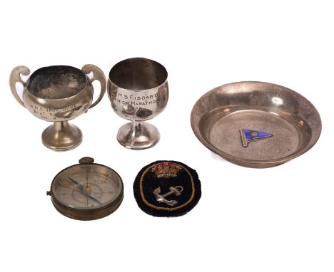 A George V circular silver and enamel Royal Western Yacht Club pin tray, maker William Base & Sons, Birmingham, 1929, 9cm dia