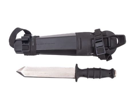 A Royal Navy Diver's knife circa.1970, maker John Nowill & Sons Ltd, Sheffield, the straight blade with single edge and saw b