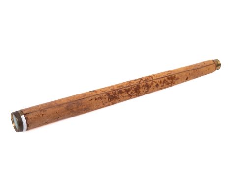A 19th century 2 inch refracting telescope, maker J Warkins, London, leather covered main tube and signed as per title, 87.5c