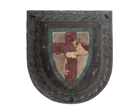 An early 20th Century cast iron ship's badge for HMS 'Crusader'. Having the armorial to the centre and 'Crusader' stamped to 