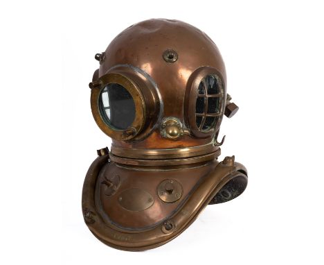 A six bolt diving helmet, maker Siebe Gorman & Co London. non matching numbers to bonnet, corselet and brails, oval side wind