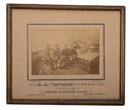 A 19th century sepia photograph of the crew of the SS 'Lovaine' of North Shields, Henry McCauley Commander, taken November 16