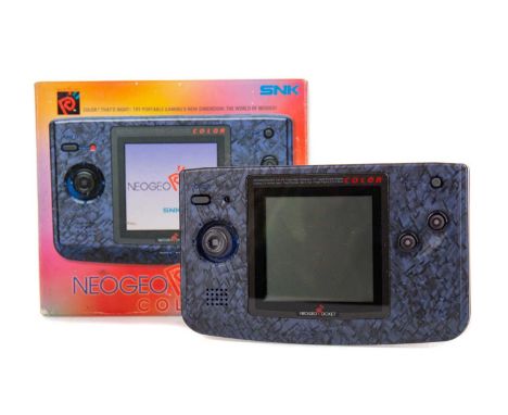 SNK NEO GEO POCKET COLOUR CONSOLE,in Stone Blue, serial no. 373237, SKU NEOP-A2, boxed with booklet