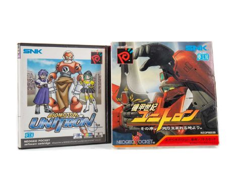 SNK NEO GEO POCKET / POCKET COLOUR - TWO GAMES,Biomotor Unitron and Kikou Seiki Unitron, latter JPN issue, both boxed with ma