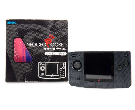 SNK NEO GEO POCKET CONSOLE,in Carbon Black/Anthracite, serial no. 72272, SKU NEOP-13010, boxed with booklet