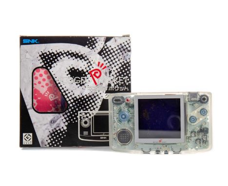 SNK NEO GEO POCKET CONSOLE,in Clear, serial no. 138993, SKU NEOP-18010, boxed with booklet