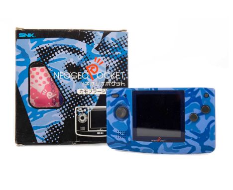 SNK NEO GEO POCKET CONSOLE,in blue camouflage, serial no.72114, boxed with booklet