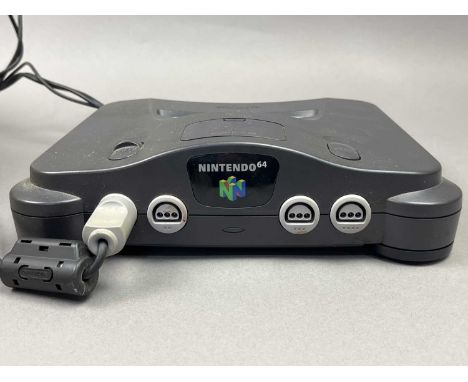 NINTENDO NES CONSOLE,serial no. PM627866, together with an N64 console, single N64 controller and six games (unboxed) includi