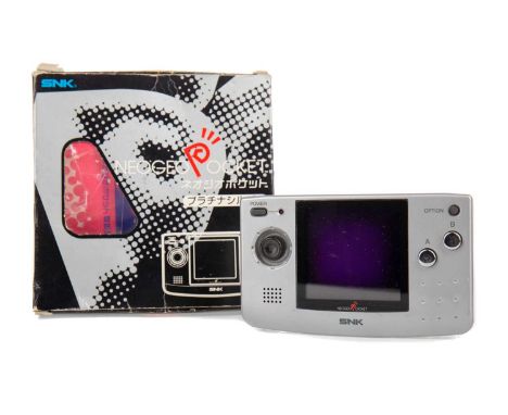 SNK NEO GEO POCKET CONSOLE,in silver, serial no. 53763, boxed with booklet