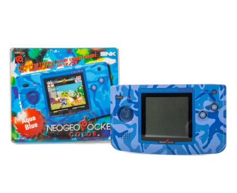 SNK NEO GEO POCKET COLOUR CONSOLE,in Aqua Blue, serial no. 229791, SKU NEOP-A2, boxed with papers