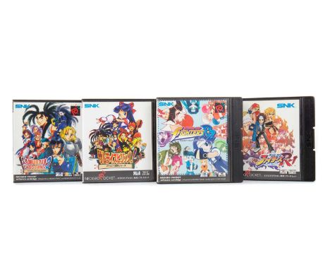 SNK NEO GEO POCKET / POCKET COLOUR - FOUR GAMES,Samurai Shodown! (JPN), Samurai Shodown 2, King of Fighters Round 1 (JPN) and