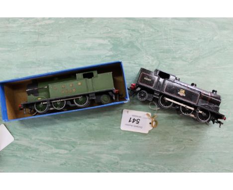 Two Hornby Dublo locomotives, boxed EDL7 tank loco (light playworn condition) plus an unboxed 69567 (mild playworn)