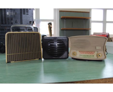 A vintage portable radio by Ever Ready 'Sky King', with cloth covered case, a 1950's Bakelite Marconi radio plus a Bakelite s