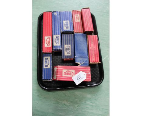 A small tray of ten boxed 1950's Hornby Dublo wagons including two fish vans, bolster wagon, low sided wagon and hopper wagon
