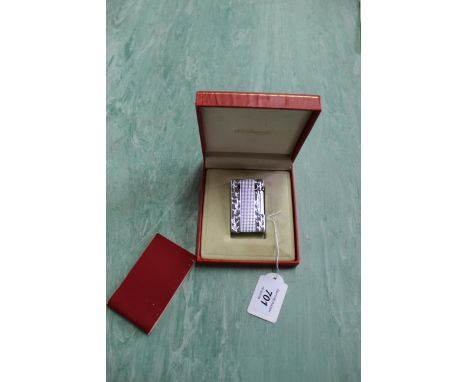 A cased S J Dupont lighter with instructions, white metal marked 4F121258 to base