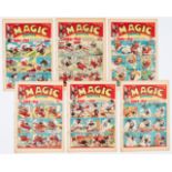 Magic Comic (1940) 45-50. Propaganda war issues. Sooty Snowball brings down a Nazi fighter and sinks