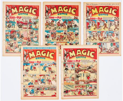 Magic Comic (1940) 40-44. Propaganda war issues. 'Meet this new bloke - he ain't a chum - He's one of Hitler's spies, by gum!