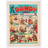 Dandy 134 (Jun 22 1940). Addie and Hermy's cheese gives everyone a gas attack… Bright covers,