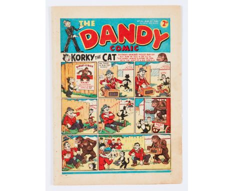 Dandy 134 (Jun 22 1940). Addie and Hermy's cheese gives everyone a gas attack… Bright covers, light tan pages [vg+]